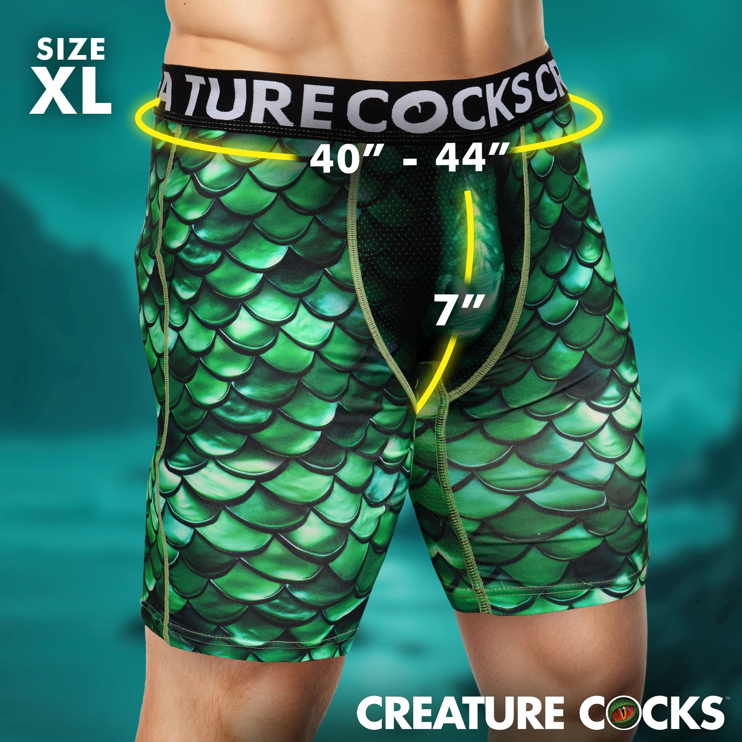 Creature Wear Cockness Monster Lake Creature Boxer Shorts - X-Large - Image 5