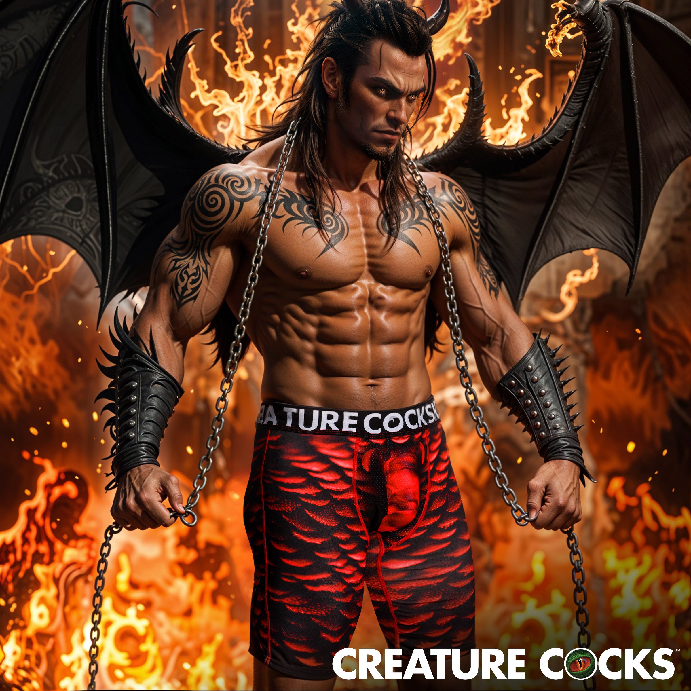 Creature Wear Horny Devil Demon Boxer Shorts - Small - Image 2
