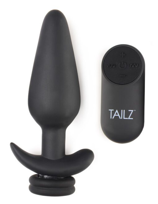 Large Vibrating Anal Plug with Interchangeable Fox Tail - Rainbow - Image 4