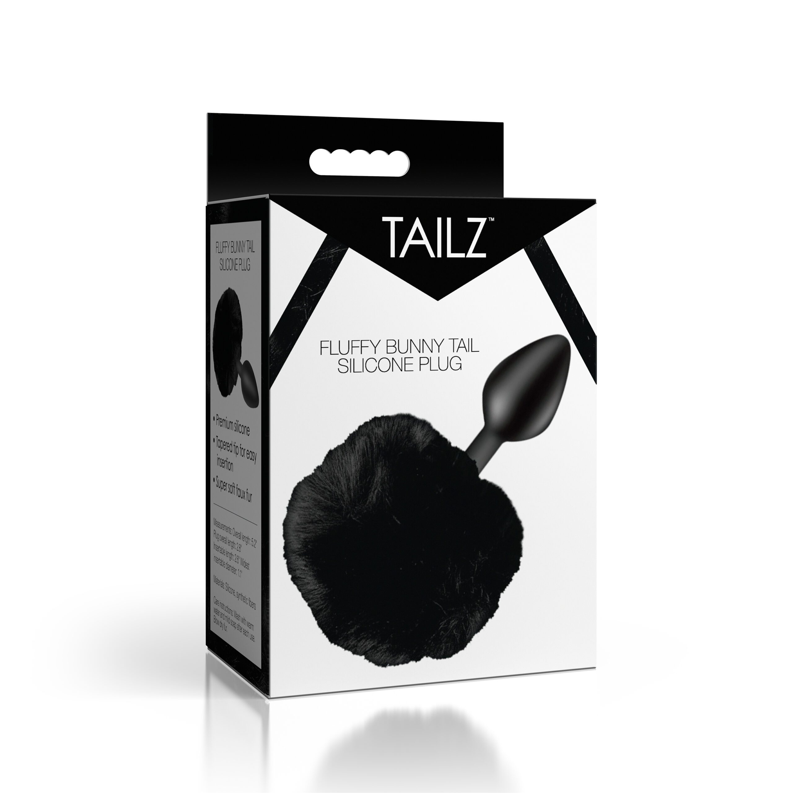 Fluffy Bunny Tail Silicone Plug - Black - Image 6