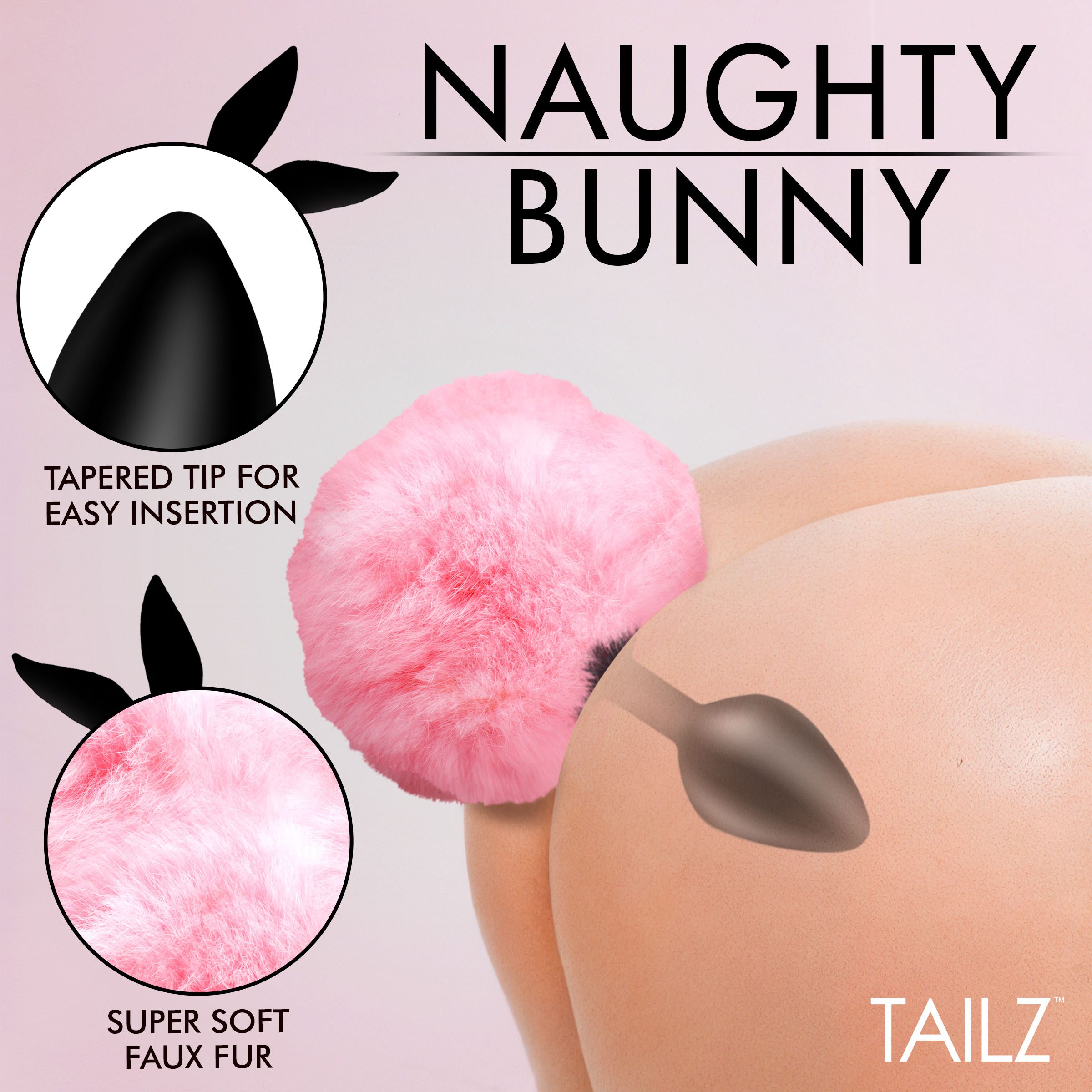Fluffy Bunny Tail Silicone Plug - Pink - Image 2