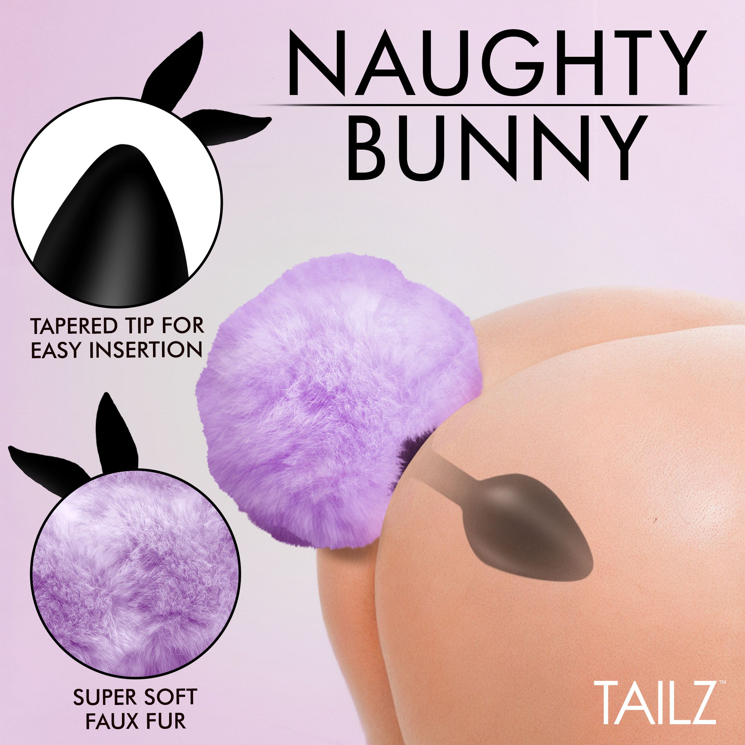 Fluffy Bunny Tail Silicone Plug - Purple - Image 2