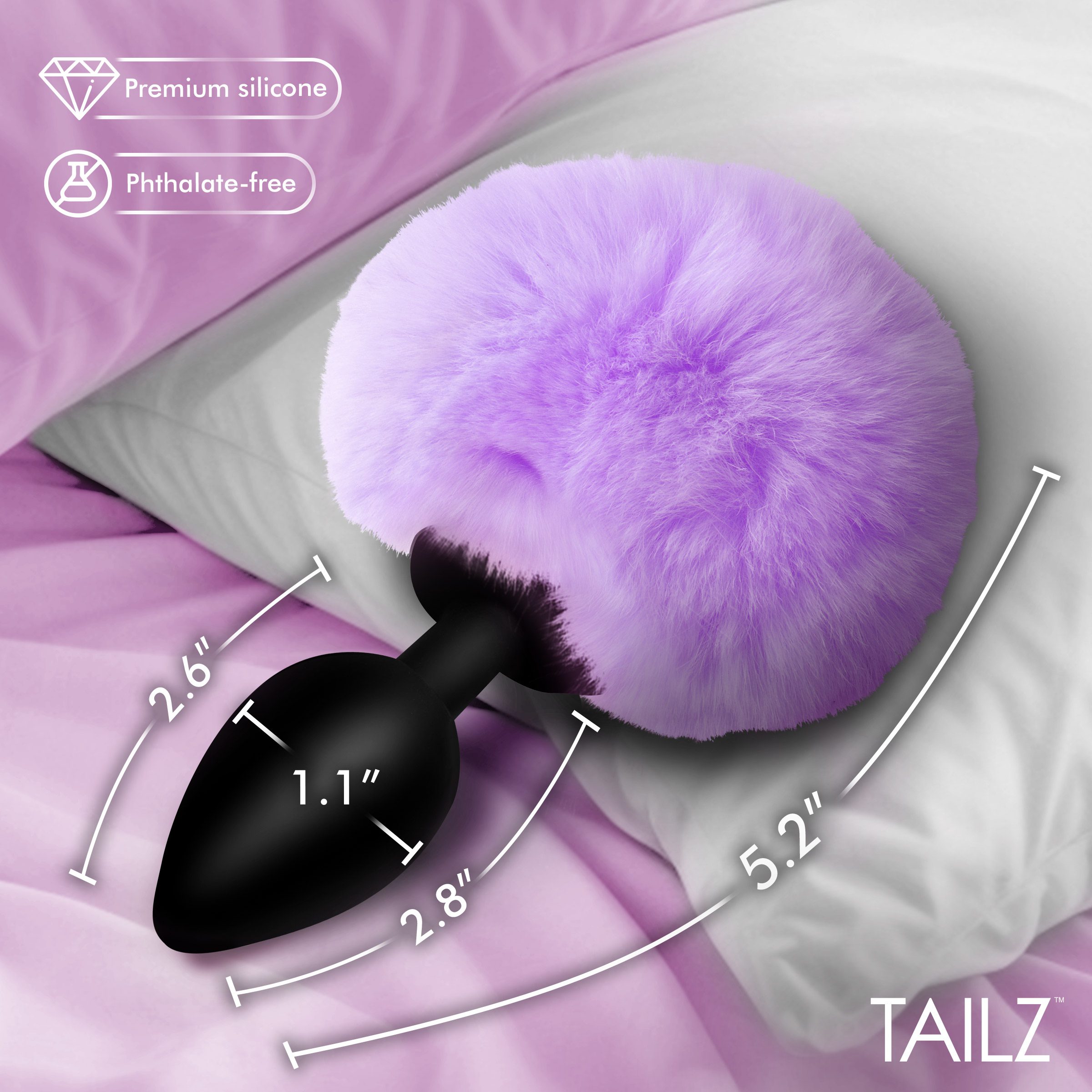 Fluffy Bunny Tail Silicone Plug - Purple - Image 3
