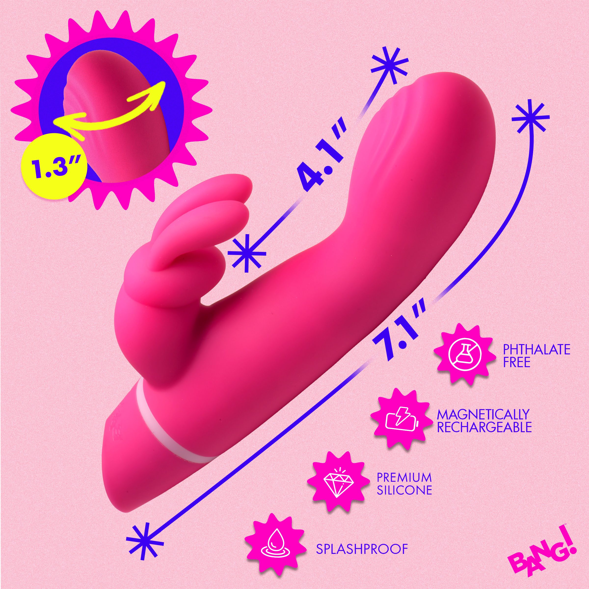Come Hither Silicone Rabbit Vibrator - Pink - Image 4